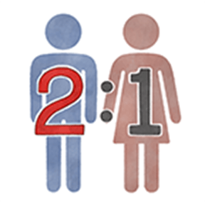 男女比2:1のイラスト