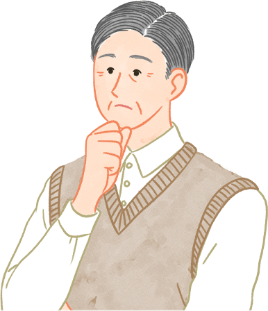 治療について考えている男性のイラスト
